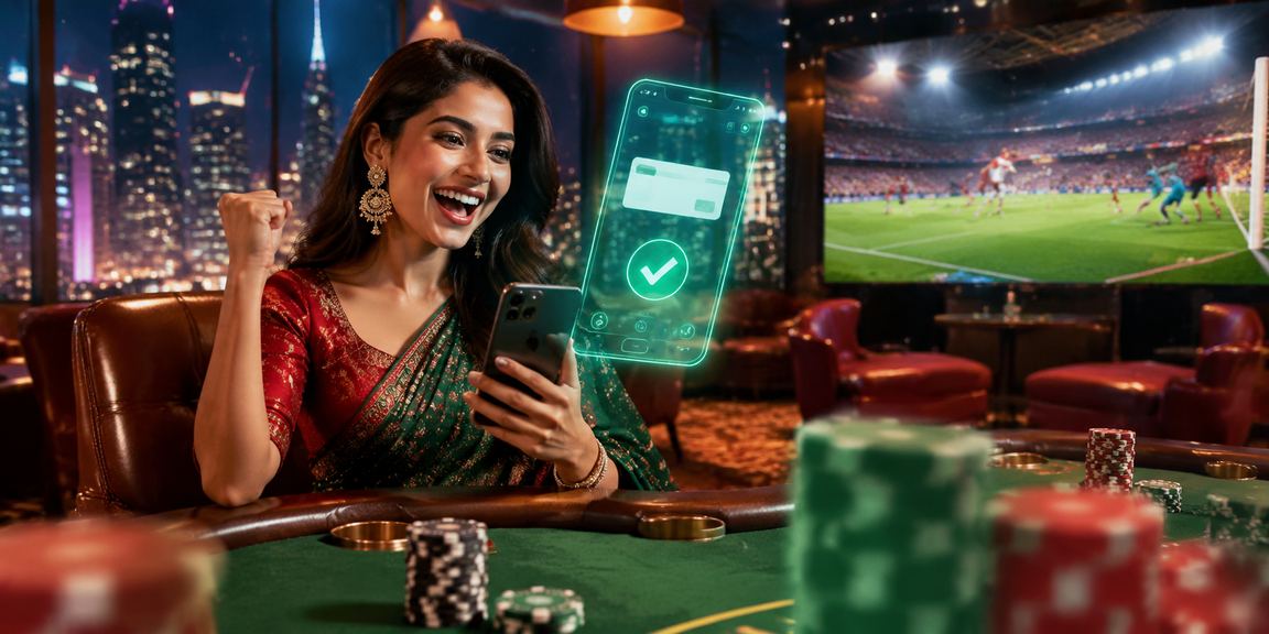 A user playing baccarat in Dhaka under red and green lights