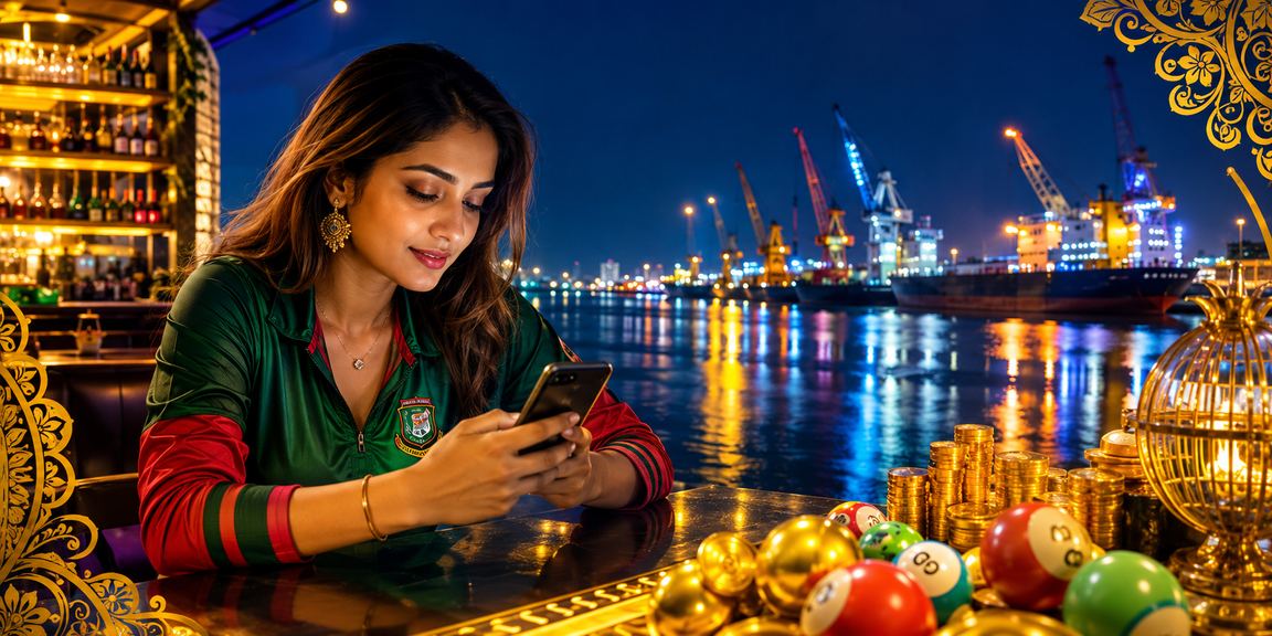 A user enjoying cricket betting on the beach in Khulna